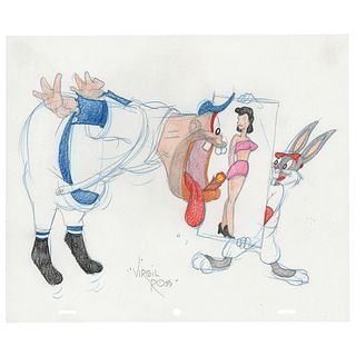 Bugs Bunny and Gas-House Gorilla original drawing by Virgil Ross