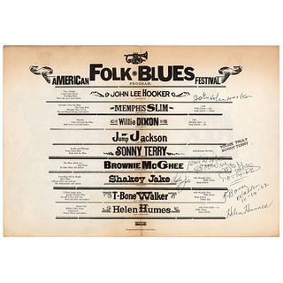 1st American Folk Blues Festival (1962) Multi-Signed Program with John Lee Hooker and T-Bone Walker