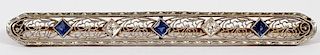ANTIQUE SAPPHIRE AND DIAMOND 14KT WHITE GOLD PIN