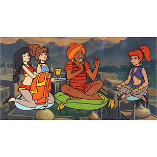 Jeannie, Haji, and two Genie Girls production cel master set-up from Jeannie