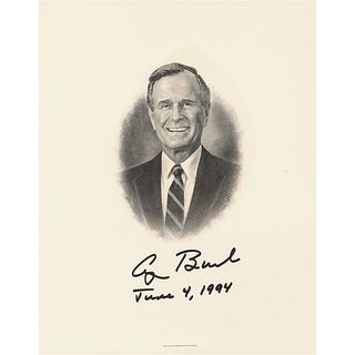 George Bush Signed Engraving