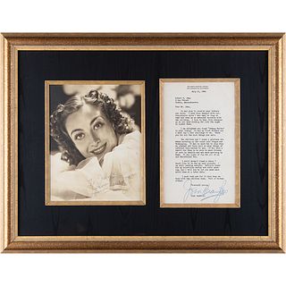 Joan Crawford Signed Photograph and Typed Letter Signed