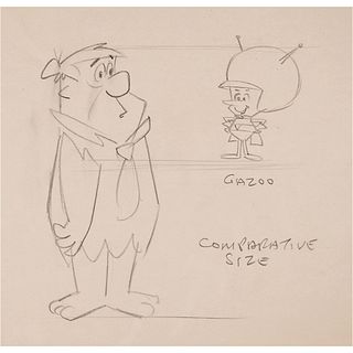 Fred Flintstone and The Great Gazoo model sheet drawing from The Flintstones