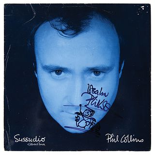 Phil Collins Signed &#39;Sussudio&#39; Single Album with Drummer Sketch