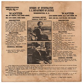 Bonnie and Clyde Original 1934 Wanted Poster