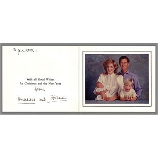 Princess Diana and King Charles III Signed Christmas Card (1984)