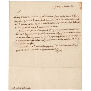 Marquis de Lafayette Autograph Letter Signed