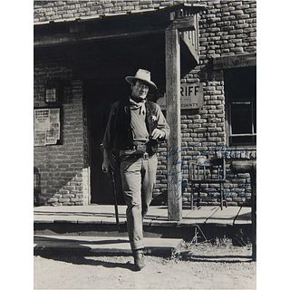 John Wayne Oversized Signed Photograph from Rio Bravo to Glenn Ford