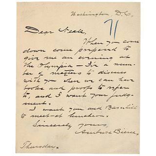Ambrose Bierce Autograph Letter Signed