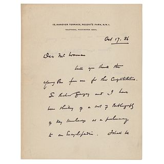 H. G. Wells Autograph Letter Signed