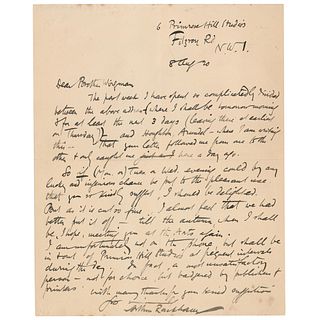 Arthur Rackham Autograph Letter Signed