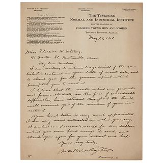 Booker T. Washington Letter Signed on Tuskegee Institute