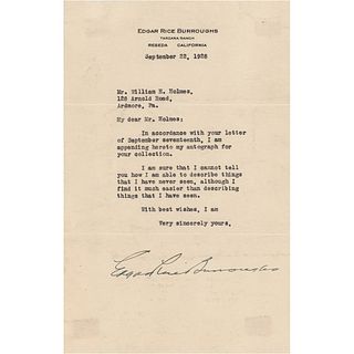 Edgar Rice Burroughs Typed Letter Signed