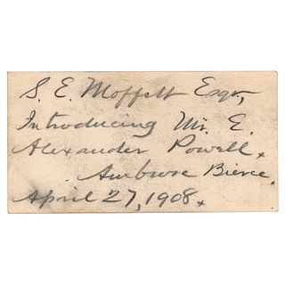 Ambrose Bierce Autograph Note Signed, Introducing a Journalist
