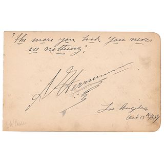 Alexander Herrmann Autograph Quotation Signed