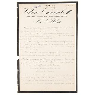 Benito Mussolini and Vittorio Emanuele III Document Signed