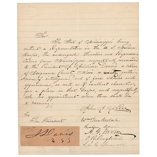 Future Confederate Generals Letter Signed to President Buchanan (1860), with Jefferson Davis Signature