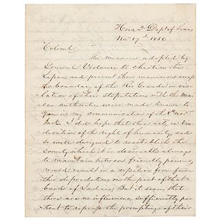 Albert Sidney Johnston Autograph Letter Signed on Patrolling the Frontier, Describing Success in "repelling the attacks of the Indians"