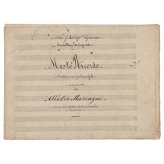 Pietro Mascagni Autograph Musical Manuscript Signed: &#39;Mesto Ricordo, Notturno per Pianoforte&#39;