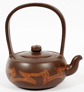 CHINESE RUST COLOR POTTERY TEA POT