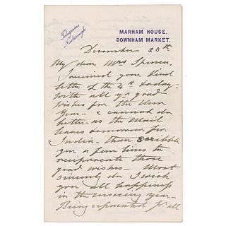 King Edward VII Autograph Letter Signed - On the Wedding Anniversary of His Eldest Sister, Princess Victoria