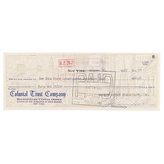 Marilyn Monroe Signed Check (1957) - Marilyn Monroe Productions Pays the New York State Unemployment Insurance Fund