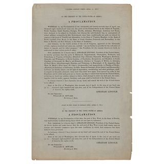 Abraham Lincoln Rare First Printing of Last Presidential Proclamations (April 11, 1865)