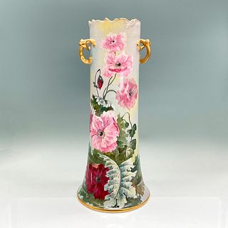 W G & Co Limoges Porcelain Vase, Flowers