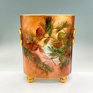 W G & Co Limoges Porcelain Oval Vase, Pinecones