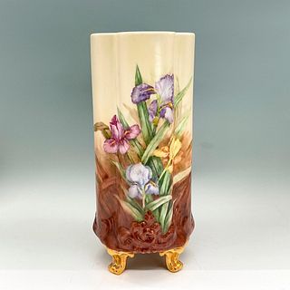 Limoges Porcelain Footed Vase, Purple Iris