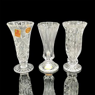 3pc Vintage German Crystal Footed Vases
