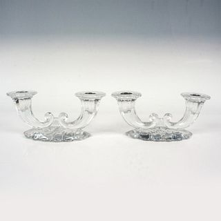 Pair of Heisey Glass Double Candlestick Holders, Warwick