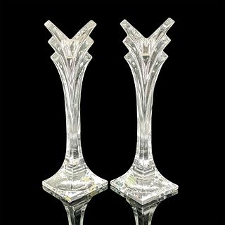 Pair of Mikasa Crystal Candlestick Holders, Deco