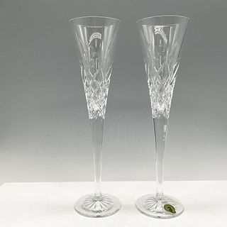 Pair of Waterford Crystal Flutes, Wishes Happy Celebrations