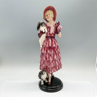 Goldscheider Porcelain Lady with Dogs Figurine