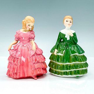 2pc Royal Doulton Porcelain Figurines, Small Belle & Rose