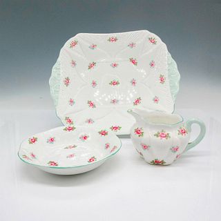 3pc Vintage Shelley Bone China Tea Set, Rosebud