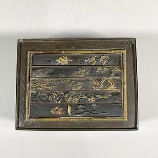 Japanese Bronze and Mixed Metal Jewelry Box