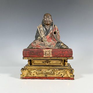 Japanese Edo Carved Wood Buddhist Monk