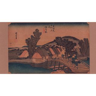Hiroshige (Japanese, 1797-1858) Woodblock Print, Hodogaya