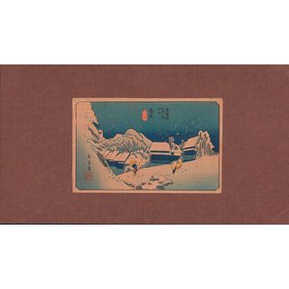 Hiroshige (Japanese, 1797-1858) Woodblock Print, Kanbara