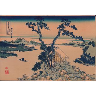 Hokusai (Japanese, 1760-1849) Woodblock Print, Lake Suwa