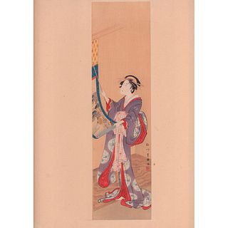 Japanese Bijin-Ga Print on Paper