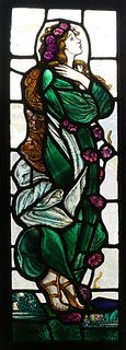 Painted Stained Glass Window Portrait of a Woman