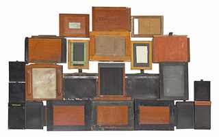(24) EARLY CAMERA PLATES WITH CARRIERS