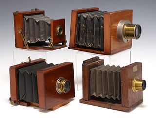 (4) ANTIQUE WOOD FIELD CAMERAS, INCOMPLETE