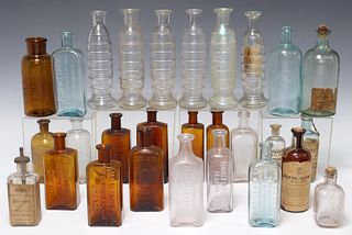 (28) GLASS PHOTO CHEMICAL BOTTLES