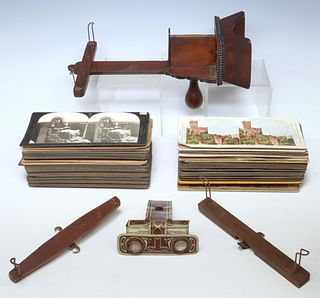 (110)STEREOSCOPE VIEWER & CARDS, ONE MINIATURE SET