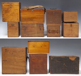 (12) ANTIQUE WOOD CAMERA RELATED BOXES