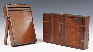 (2) MAHOGANY MULTIPLE PLATE TRANSPORT BOXES